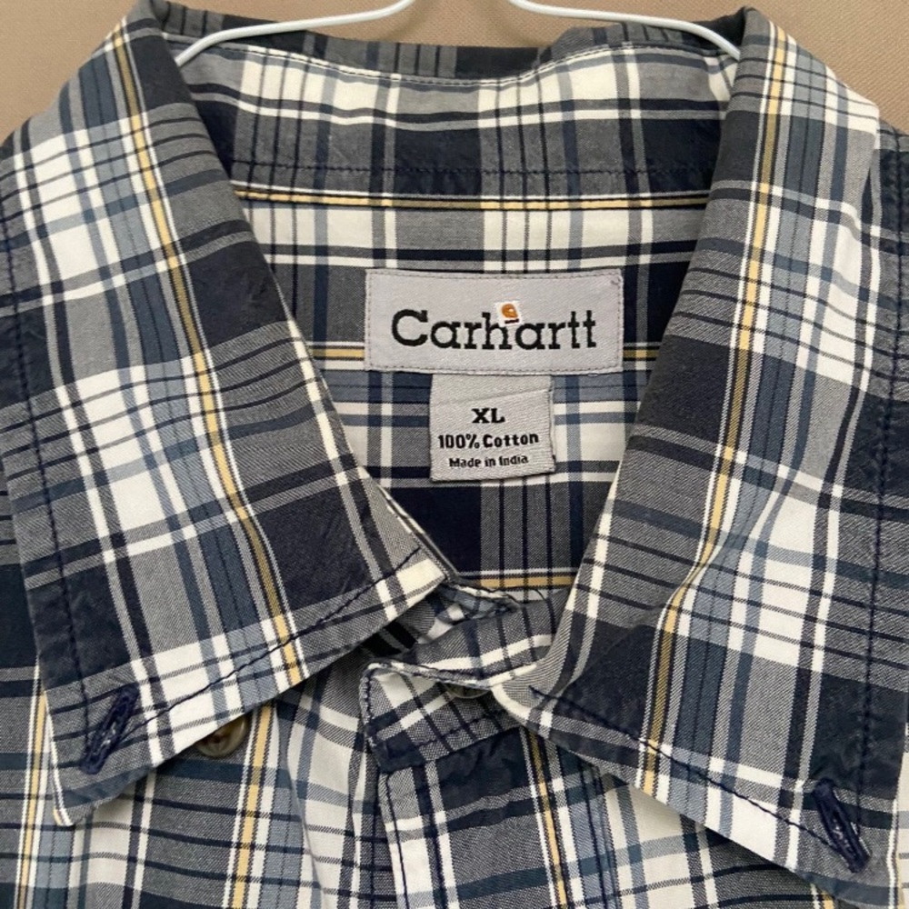 Carhartt Shirt S185 - Short Sleeve Plaid Navy